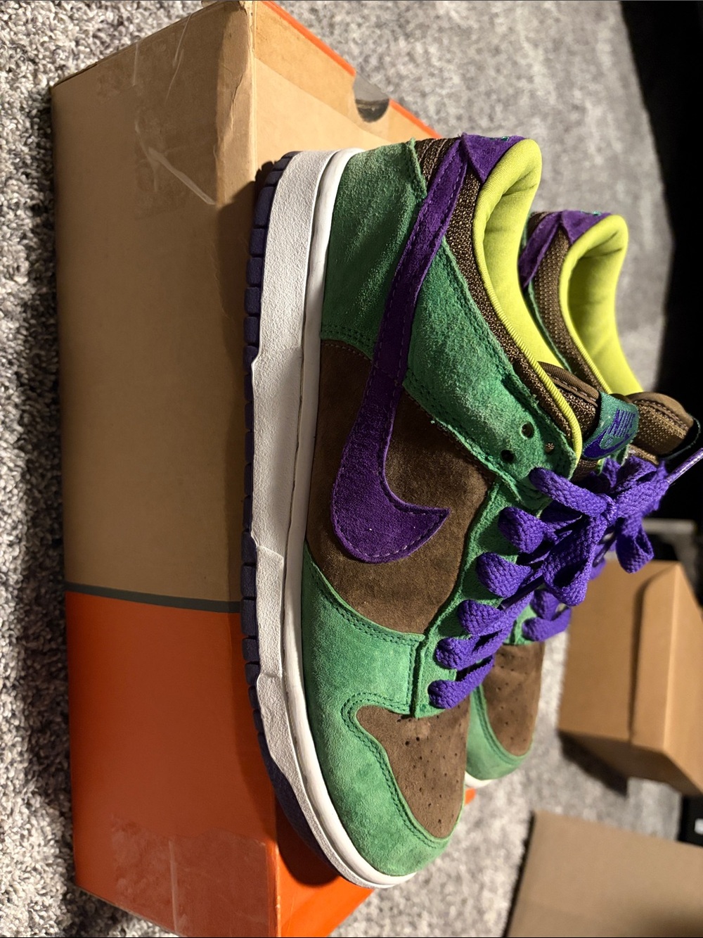 Nike Green Purple Brown Suede Low-Top Sneakers
